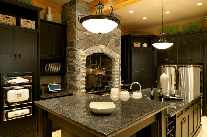Granite Dark-Kitchen Countertop Black Cabinets